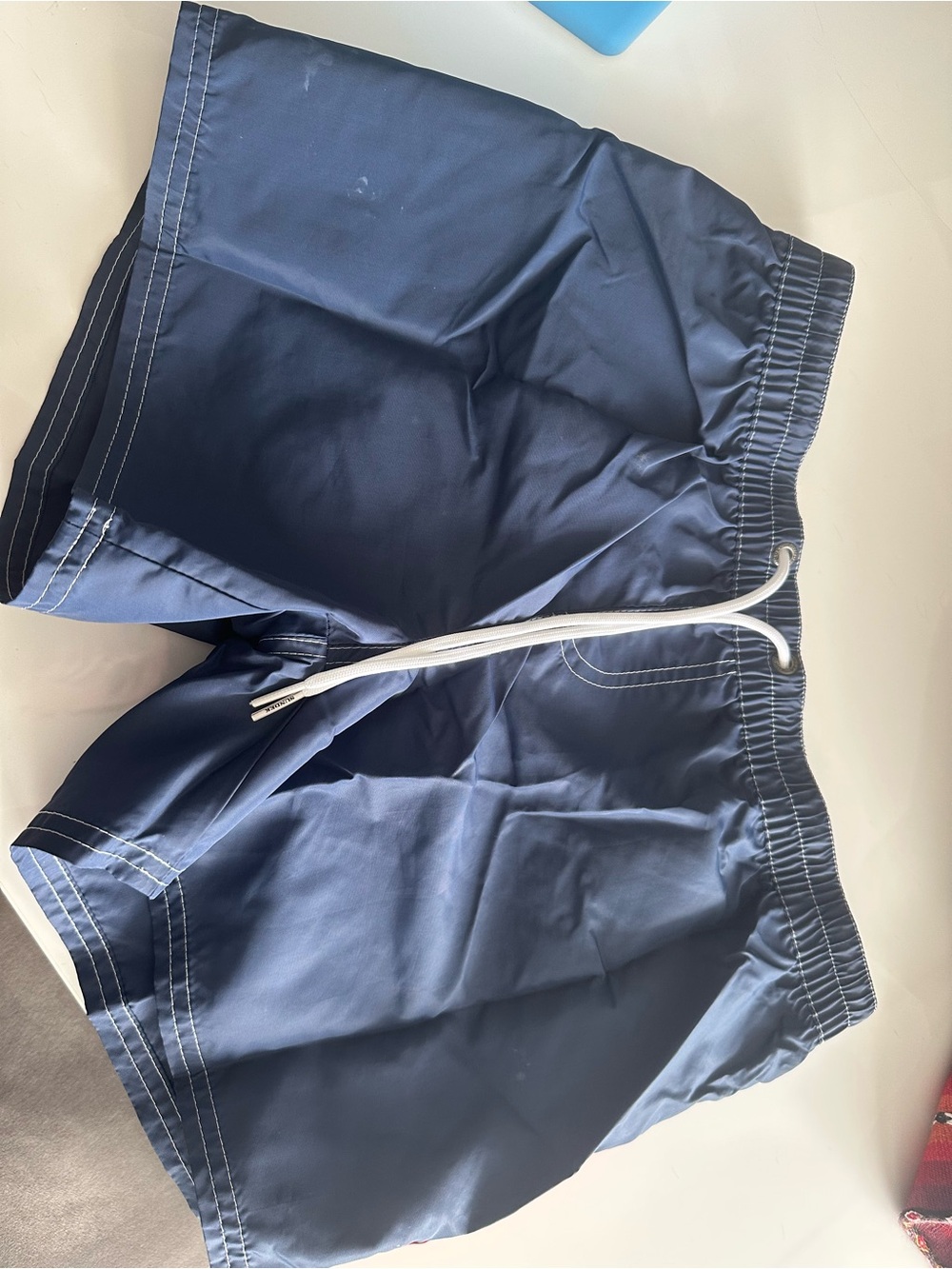Sundek Navy Swim Shorts with Rainbow Stitching